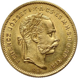 Hungary, Franz Josef I, 4 Forint = 10 Francs 1878 KB, Kremnitz