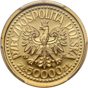 III RP, 50000 złotych 1991, Jan Paweł II, Ołtarz, PRÓBA (Proof)