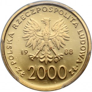 PRL, 2000 złotych 1988, Jan Paweł II, 10-lecie pontyfikatu (Proof)