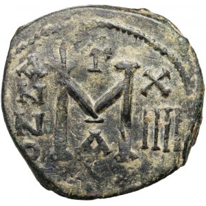 Byzance, avènement d'Héraclius 608-610, follis, Alexandretta, rare