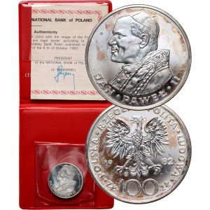 Polská lidová republika, 100 zlotých 1982, Valcambi, Jan Pavel II, obyčejná známka