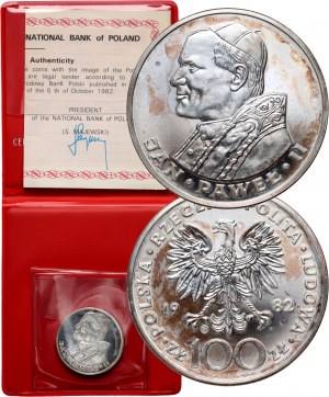 PRL, 100 złotych 1982, Valcambi, Jan Paweł II, stempel zwykły