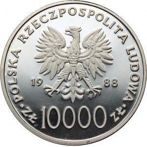 Repubblica Popolare di Polonia, 10000 zloty 1988, Giovanni Paolo II - 10° anniversario del Pontificato
