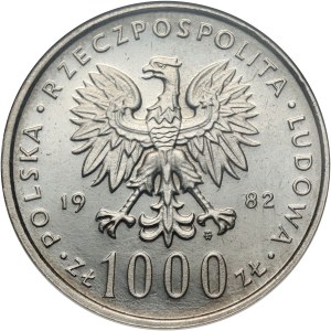 Polská lidová republika, 1000 zlotých 1982, papež Jan Pavel II., nikl