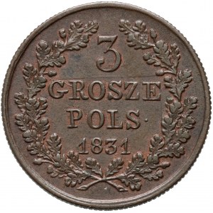 Powstanie Listopadowe, 3 grosze 1831 KG, Warszawa