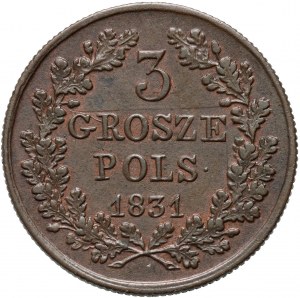 Rivolta di novembre, 3 grosze 1831 KG, Varsavia