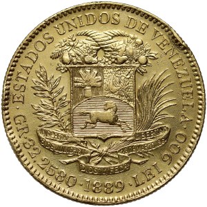 Venezuela, 100 bolivarů 1889, Caracas