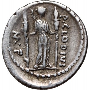 Römische Republik, P. Clodius M. f. Turrinus, Denar 42 v. Chr., Rom