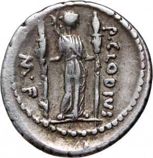 Repubblica Romana, P. Clodius M. f. Turrinus, denario 42 a.C., Roma