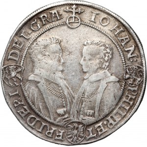 Allemagne, Saxe, Jean Philippe Ier, Frédéric VIII, Jean Guillaume IV et Frédéric Guillaume II, thaler 1608 WA, Saalfeld