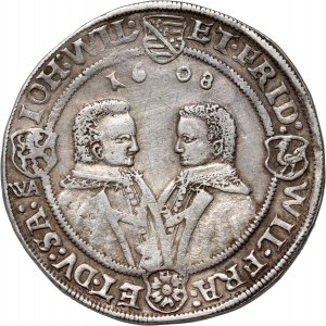 Deutschland, Sachsen, Johann Philipp I., Friedrich VIII., Johann Wilhelm IV. und Friedrich Wilhelm II., Taler 1608 WA, Saalfeld