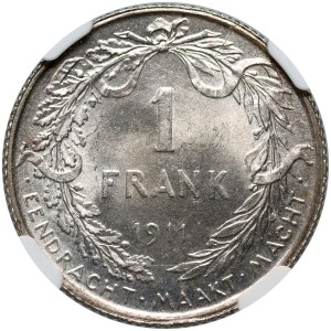 Belgio, Alberto I, franco 1911, testo olandese