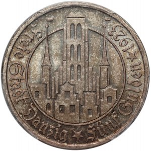 Freie Stadt Danzig, 5 guldenů 1923, Utrecht, kostel Panny Marie