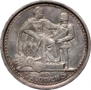 II RP, 5 Zloty 1925, Warschau, Verfassung, 81 Perlen