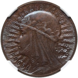 II RP, 5 gold 1933, Warsaw, Head of a Woman, PRÓBA, bronze