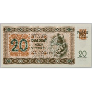 Slovaquie, 20 couronnes 1939, série Vj 32, SPÉCIMEN