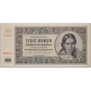 Tschechoslowakei, 1000 Kronen 1945, Serie S.27 E, SPECIMEN