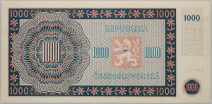 Czechoslovakia, 1000 Korun 1945, S. 27 E series, SPECIMEN