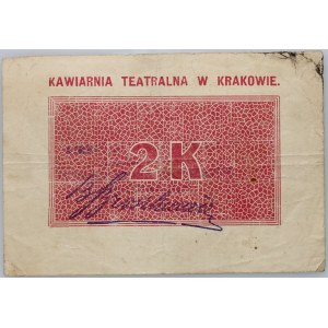 Kawiarnia i Cukiernia Teatralna w Krakowie, bon na 2 korony (1919)
