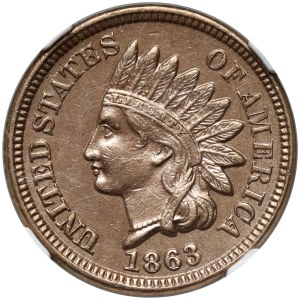 Stany Zjednoczone Ameryki, cent 1863, Filadelfia, Indian Head Cent