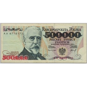 III RP, 500000 zloty 16.11.1993, rare AA series