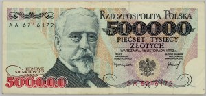 III RP, 500000 złotych 16.11.1993, rzadka seria AA