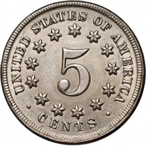 Spojené státy americké, 5 centů 1867, štít, bez paprsků