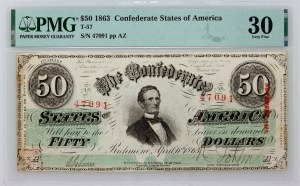 Confederate States of America, 50 Dollars 6.04.1863, Series AZ