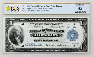USA, Boston, The Federal Reserve Bank Note, 1 Dollar 1918, Series A-I