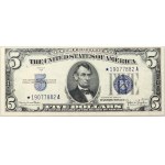 États-Unis d'Amérique, $5 1934 D, certificat en argent, Wide I Star Note