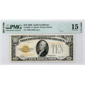 Stati Uniti d'America, 10 dollari 1928, certificato d'oro, serie J, serie sostitutiva con stella