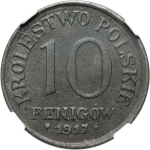 Poľské kráľovstvo, 10 fenig 1917 FF