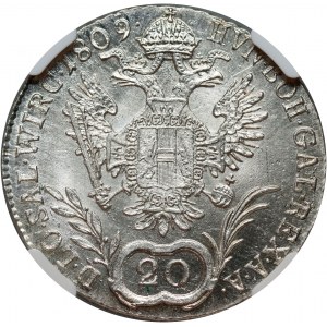 Autriche, François Ier, 20 krajcars 1809 C, Prague