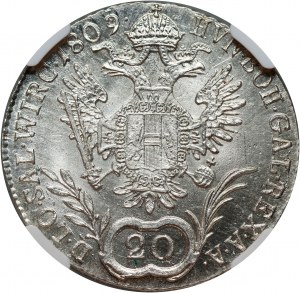 Autriche, François Ier, 20 krajcars 1809 C, Prague