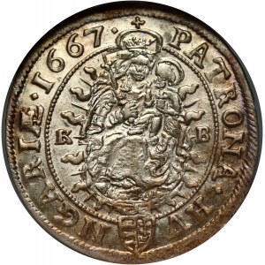 Węgry, Leopold I, 6 krajcarów 1667 KB, Kremnica