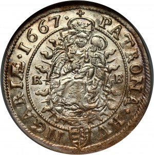 Hungary, Leopold I, 6 Kreuzer 1667 KB, Kremnitz