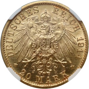 Germany, Prussia, Wilhelm II, 20 Mark 1914 A, Berlin