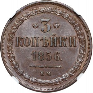 Russische Teilung, Alexander II, 3 Kopeken 1856 BM, Warschau
