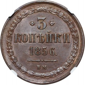 Ruské delenie, Alexander II, 3 kopejky 1856 BM, Varšava