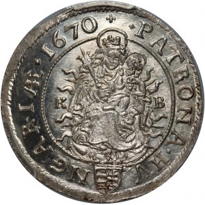 Ungheria, Leopoldo I, 6 krajcars 1670 KB, Kremnica