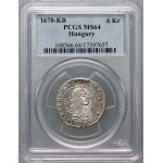 Hungary, Leopold I, 6 Kreuzer 1670 KB, Kremnitz