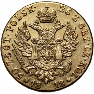 Royaume du Congrès, Alexandre Ier, 50 or 1818 IB, Varsovie