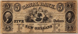 Canal Bank, New Orleans, 5 Dollars 18... (c. 1840-1850)