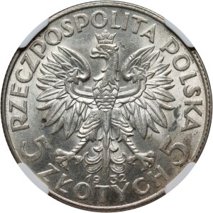 II RP, 5 zloty 1932 senza segno di zecca, Londra, testa di donna