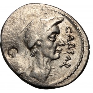 République romaine, Gaius Julius Caesar, portrait denarius 44 BC, Rome