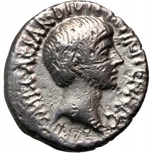 Rímska ríša, Octavianus Augustus 44-27 pred n. l., denár, poľná mincovňa