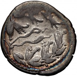Impero romano, Ottaviano Augusto 27 a.C.-14 d.C., denario, Pergamo