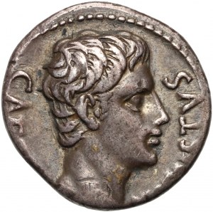 Impero romano, Ottaviano Augusto 27 a.C.-14 d.C., denario, zecca di Spagna