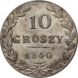 Partizione russa, Nicola I, 10 groszy 1840 MW, Varsavia