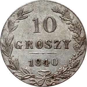 Partizione russa, Nicola I, 10 groszy 1840 MW, Varsavia